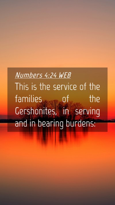 Picture 04 - Numbers 4:24 WEB Mobile Phone Wallpaper - This is the service of the families of the - Mobile Bible Verse Wallpaper