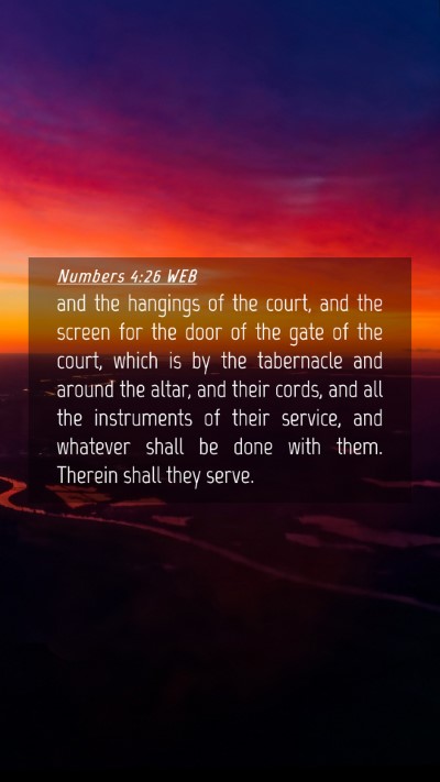 Picture 04 - Numbers 4:26 WEB Mobile Phone Wallpaper - and the hangings of the court, and the screen for - Mobile Bible Verse Wallpaper