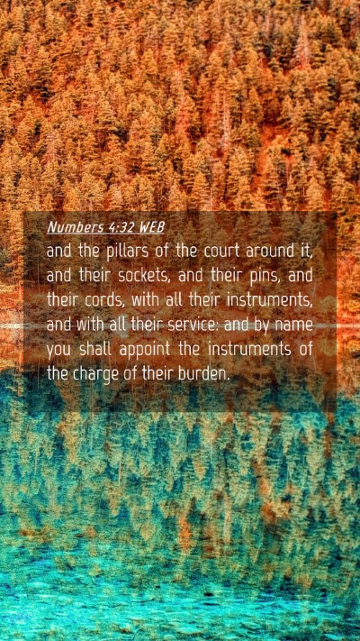 Picture 04 - Numbers 4:32 WEB Mobile Phone Wallpaper - and the pillars of the court around it, and their - Mobile Bible Verse Wallpaper