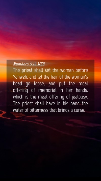 Picture 04 - Numbers 5:18 WEB Mobile Phone Wallpaper - The priest shall set the woman before Yahweh, and - Mobile Bible Verse Wallpaper
