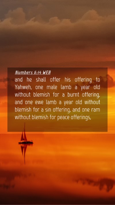 Picture 04 - Numbers 6:14 WEB Mobile Phone Wallpaper - and he shall offer his offering to Yahweh, one - Mobile Bible Verse Wallpaper