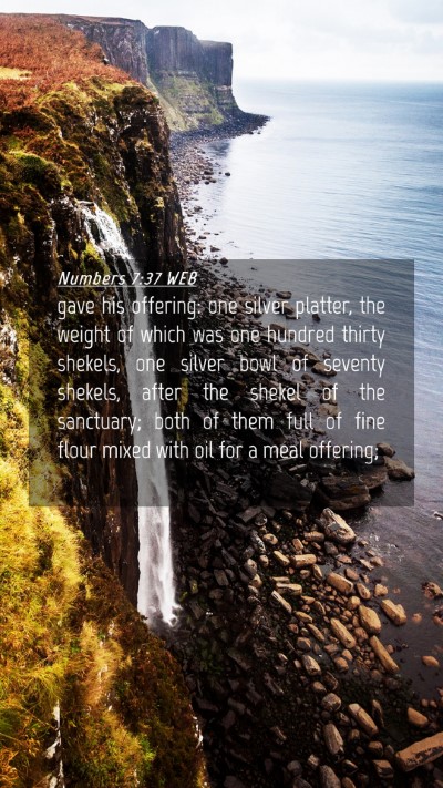 Picture 04 - Numbers 7:37 WEB Mobile Phone Wallpaper - gave his offering: one silver platter, the weight - Mobile Bible Verse Wallpaper