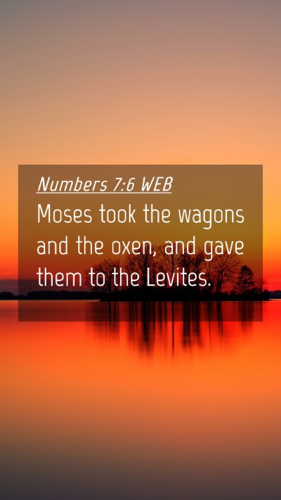 Picture 04 - Numbers 7:6 WEB Mobile Phone Wallpaper - Moses took the wagons and the oxen, and gave them - Mobile Bible Verse Wallpaper