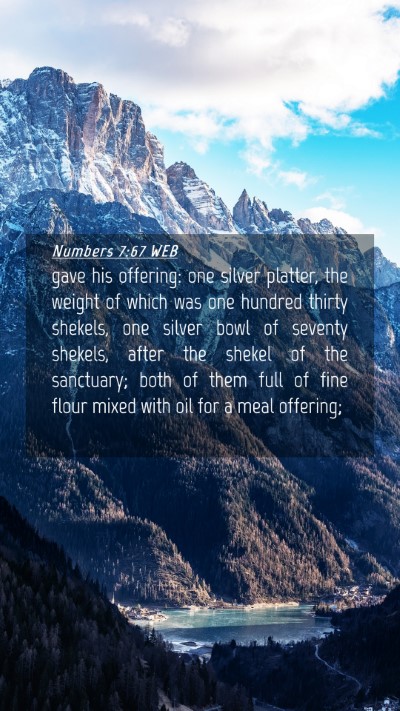Picture 04 - Numbers 7:67 WEB Mobile Phone Wallpaper - gave his offering: one silver platter, the weight - Mobile Bible Verse Wallpaper