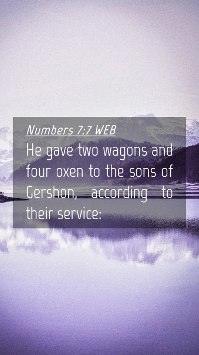 Picture 04 - Numbers 7:7 WEB Mobile Phone Wallpaper - He gave two wagons and four oxen to the sons of - Mobile Bible Verse Wallpaper
