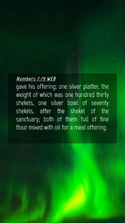 Picture 04 - Numbers 7:79 WEB Mobile Phone Wallpaper - gave his offering: one silver platter, the weight - Mobile Bible Verse Wallpaper