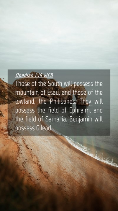 Picture 04 - Obadiah 1:19 WEB Mobile Phone Wallpaper - Those of the South will possess the mountain of - Mobile Bible Verse Wallpaper