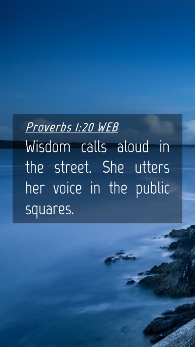 Picture 04 - Proverbs 1:20 WEB Mobile Phone Wallpaper - Wisdom calls aloud in the street. She utters her - Mobile Bible Verse Wallpaper
