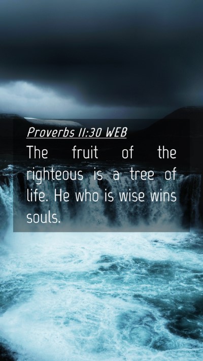 Picture 04 - Proverbs 11:30 WEB Mobile Phone Wallpaper - The fruit of the righteous is a tree of life. He - Mobile Bible Verse Wallpaper