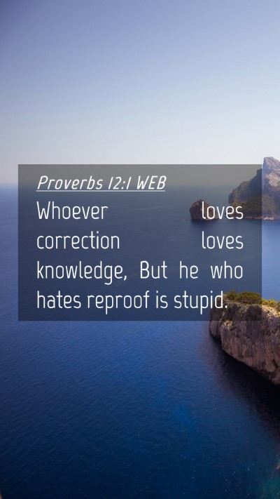 Picture 04 - Proverbs 12:1 WEB Mobile Phone Wallpaper - Whoever loves correction loves knowledge, But he - Mobile Bible Verse Wallpaper