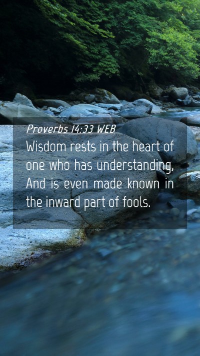 Picture 04 - Proverbs 14:33 WEB Mobile Phone Wallpaper - Wisdom rests in the heart of one who has - Mobile Bible Verse Wallpaper