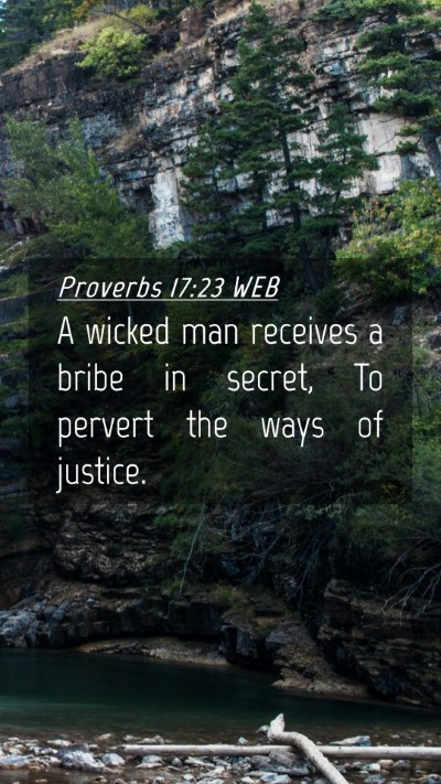 Picture 04 - Proverbs 17:23 WEB Mobile Phone Wallpaper - A wicked man receives a bribe in secret, To - Mobile Bible Verse Wallpaper