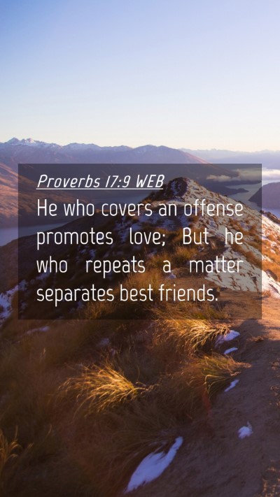 Picture 04 - Proverbs 17:9 WEB Mobile Phone Wallpaper - He who covers an offense promotes love; But he - Mobile Bible Verse Wallpaper