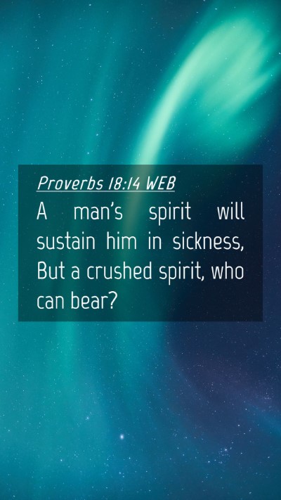 Picture 04 - Proverbs 18:14 WEB Mobile Phone Wallpaper - A man's spirit will sustain him in sickness, But - Mobile Bible Verse Wallpaper