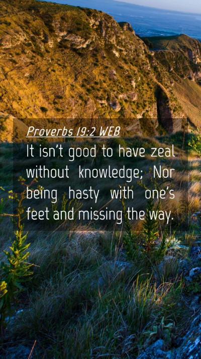 Picture 04 - Proverbs 19:2 WEB Mobile Phone Wallpaper - It isn't good to have zeal without knowledge; Nor - Mobile Bible Verse Wallpaper