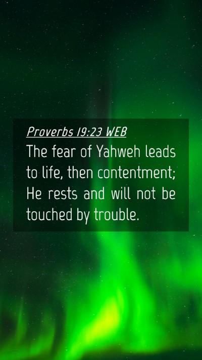 Picture 04 - Proverbs 19:23 WEB Mobile Phone Wallpaper - The fear of Yahweh leads to life, then - Mobile Bible Verse Wallpaper