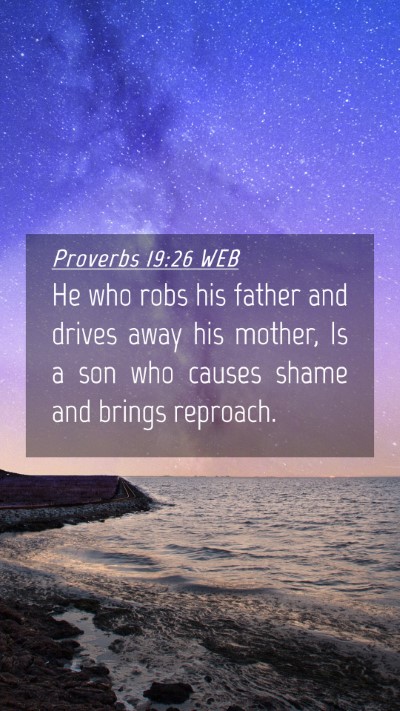 Picture 04 - Proverbs 19:26 WEB Mobile Phone Wallpaper - He who robs his father and drives away his - Mobile Bible Verse Wallpaper