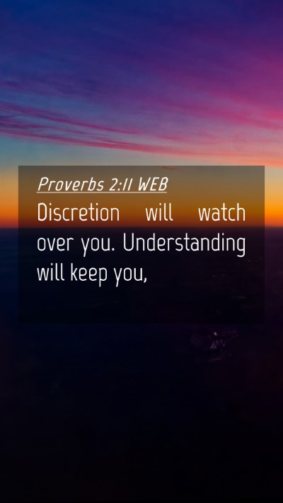 Picture 04 - Proverbs 2:11 WEB Mobile Phone Wallpaper - Discretion will watch over you. Understanding - Mobile Bible Verse Wallpaper
