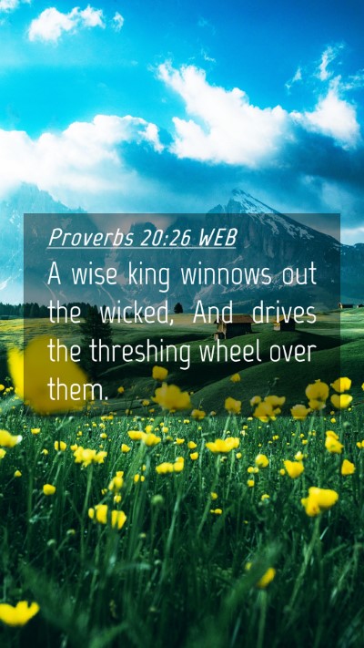 Picture 04 - Proverbs 20:26 WEB Mobile Phone Wallpaper - A wise king winnows out the wicked, And drives - Mobile Bible Verse Wallpaper
