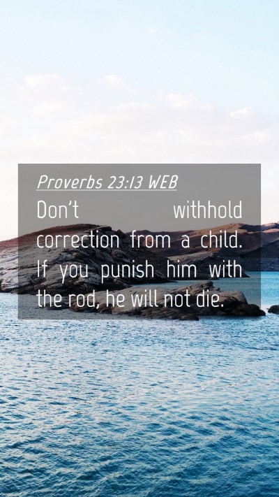 Picture 04 - Proverbs 23:13 WEB Mobile Phone Wallpaper - Don't withhold correction from a child. If you - Mobile Bible Verse Wallpaper