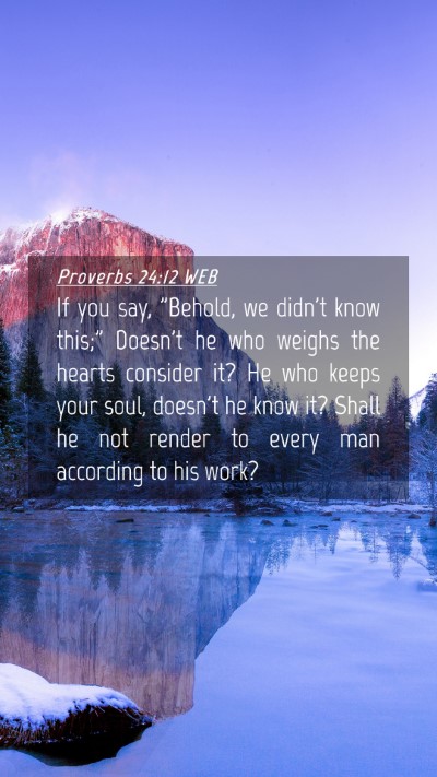 Picture 04 - Proverbs 24:12 WEB Mobile Phone Wallpaper - If you say, 