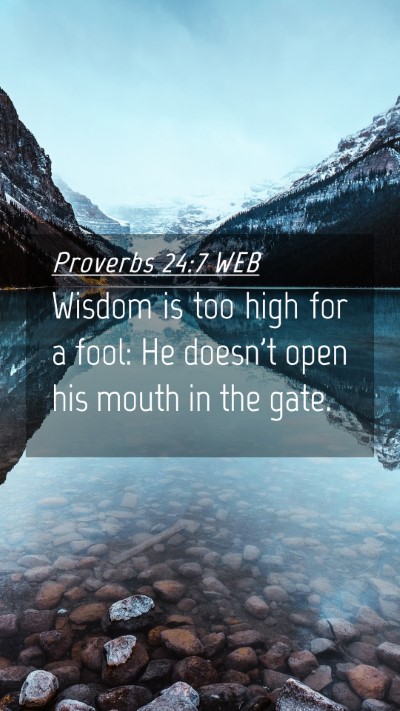 Picture 04 - Proverbs 24:7 WEB Mobile Phone Wallpaper - Wisdom is too high for a fool: He doesn't open - Mobile Bible Verse Wallpaper