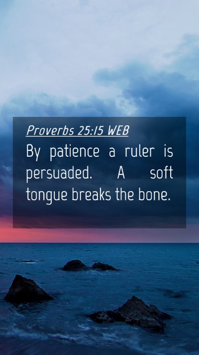 Picture 04 - Proverbs 25:15 WEB Mobile Phone Wallpaper - By patience a ruler is persuaded. A soft tongue - Mobile Bible Verse Wallpaper