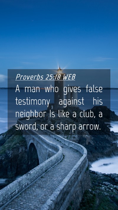 Picture 04 - Proverbs 25:18 WEB Mobile Phone Wallpaper - A man who gives false testimony against his - Mobile Bible Verse Wallpaper