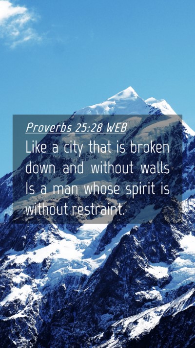 Picture 04 - Proverbs 25:28 WEB Mobile Phone Wallpaper - Like a city that is broken down and without walls - Mobile Bible Verse Wallpaper