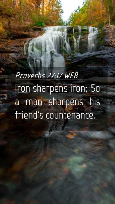 Picture 04 - Proverbs 27:17 WEB Mobile Phone Wallpaper - Iron sharpens iron; So a man sharpens his - Mobile Bible Verse Wallpaper