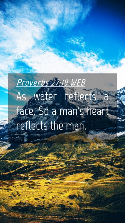 Picture 04 - Proverbs 27:19 WEB Mobile Phone Wallpaper - As water reflects a face, So a man's heart - Mobile Bible Verse Wallpaper