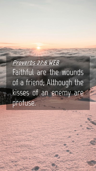 Picture 04 - Proverbs 27:6 WEB Mobile Phone Wallpaper - Faithful are the wounds of a friend; Although the - Mobile Bible Verse Wallpaper