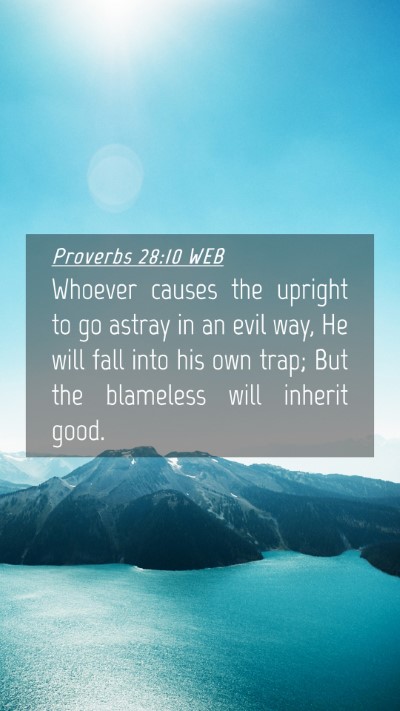 Picture 04 - Proverbs 28:10 WEB Mobile Phone Wallpaper - Whoever causes the upright to go astray in an - Mobile Bible Verse Wallpaper