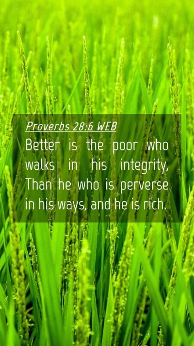Picture 04 - Proverbs 28:6 WEB Mobile Phone Wallpaper - Better is the poor who walks in his integrity, - Mobile Bible Verse Wallpaper