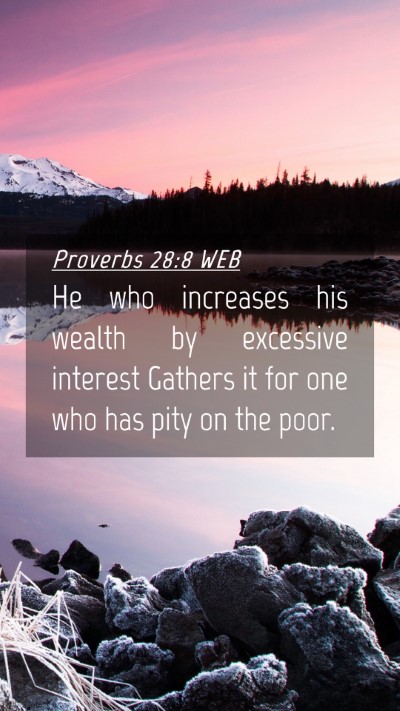 Picture 04 - Proverbs 28:8 WEB Mobile Phone Wallpaper - He who increases his wealth by excessive interest - Mobile Bible Verse Wallpaper