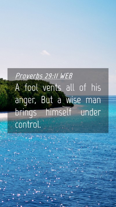 Picture 04 - Proverbs 29:11 WEB Mobile Phone Wallpaper - A fool vents all of his anger, But a wise man - Mobile Bible Verse Wallpaper