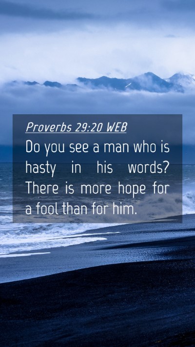 Picture 04 - Proverbs 29:20 WEB Mobile Phone Wallpaper - Do you see a man who is hasty in his words? There - Mobile Bible Verse Wallpaper