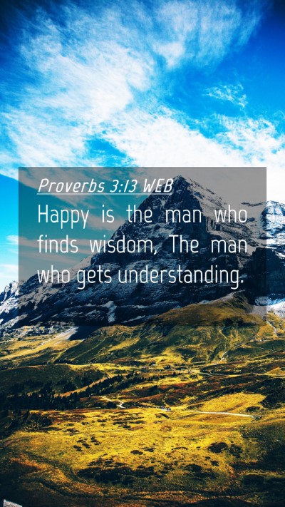 Picture 04 - Proverbs 3:13 WEB Mobile Phone Wallpaper - Happy is the man who finds wisdom, The man who - Mobile Bible Verse Wallpaper