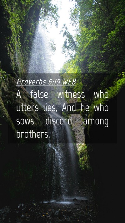 Picture 04 - Proverbs 6:19 WEB Mobile Phone Wallpaper - A false witness who utters lies, And he who sows - Mobile Bible Verse Wallpaper