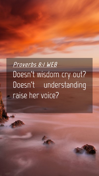 Picture 04 - Proverbs 8:1 WEB Mobile Phone Wallpaper - Doesn't wisdom cry out? Doesn't understanding - Mobile Bible Verse Wallpaper