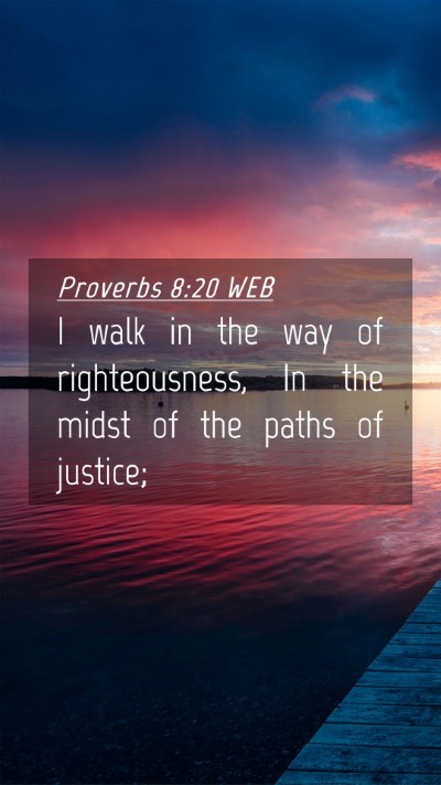 Picture 04 - Proverbs 8:20 WEB Mobile Phone Wallpaper - I walk in the way of righteousness, In the midst - Mobile Bible Verse Wallpaper
