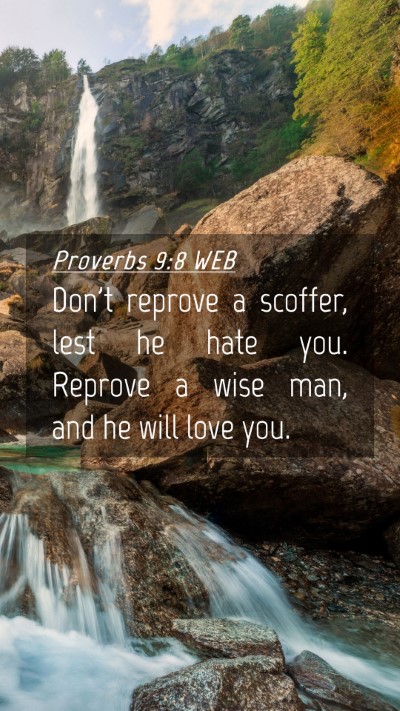 Picture 04 - Proverbs 9:8 WEB Mobile Phone Wallpaper - Don't reprove a scoffer, lest he hate you. - Mobile Bible Verse Wallpaper