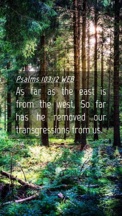 Picture 04 - Psalms 103:12 WEB Mobile Phone Wallpaper - As far as the east is from the west, So far has - Mobile Bible Verse Wallpaper