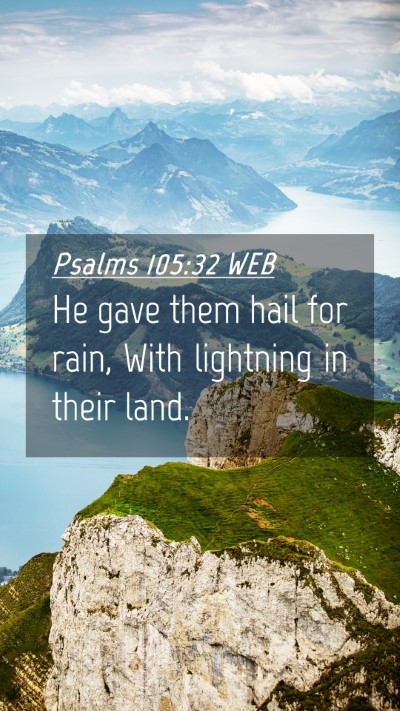 Picture 04 - Psalms 105:32 WEB Mobile Phone Wallpaper - He gave them hail for rain, With lightning in - Mobile Bible Verse Wallpaper