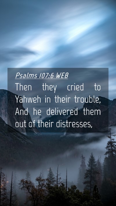 Picture 04 - Psalms 107:6 WEB Mobile Phone Wallpaper - Then they cried to Yahweh in their trouble, And - Mobile Bible Verse Wallpaper