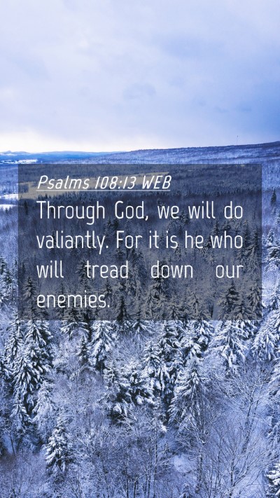 Picture 04 - Psalms 108:13 WEB Mobile Phone Wallpaper - Through God, we will do valiantly. For it is he - Mobile Bible Verse Wallpaper