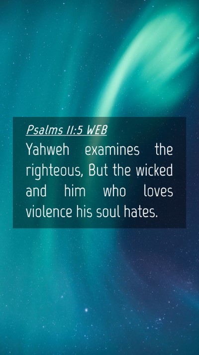 Picture 04 - Psalms 11:5 WEB Mobile Phone Wallpaper - Yahweh examines the righteous, But the wicked and - Mobile Bible Verse Wallpaper