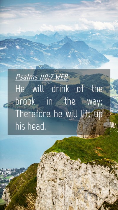 Picture 04 - Psalms 110:7 WEB Mobile Phone Wallpaper - He will drink of the brook in the way; Therefore - Mobile Bible Verse Wallpaper