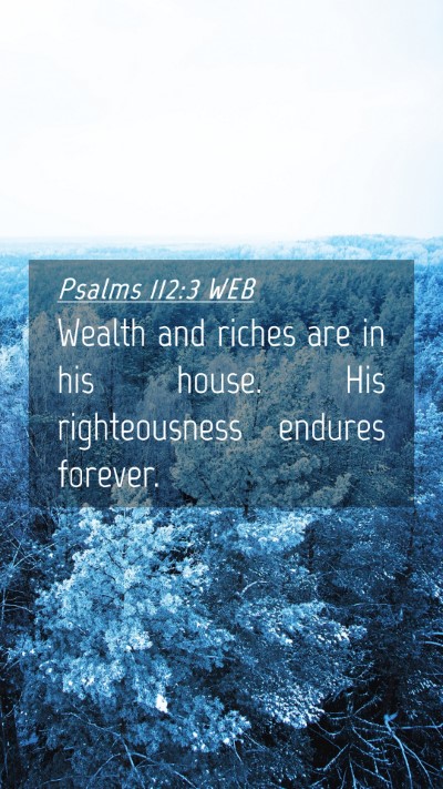 Picture 04 - Psalms 112:3 WEB Mobile Phone Wallpaper - Wealth and riches are in his house. His - Mobile Bible Verse Wallpaper