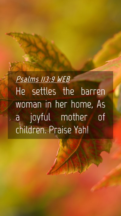 Picture 04 - Psalms 113:9 WEB Mobile Phone Wallpaper - He settles the barren woman in her home, As a - Mobile Bible Verse Wallpaper
